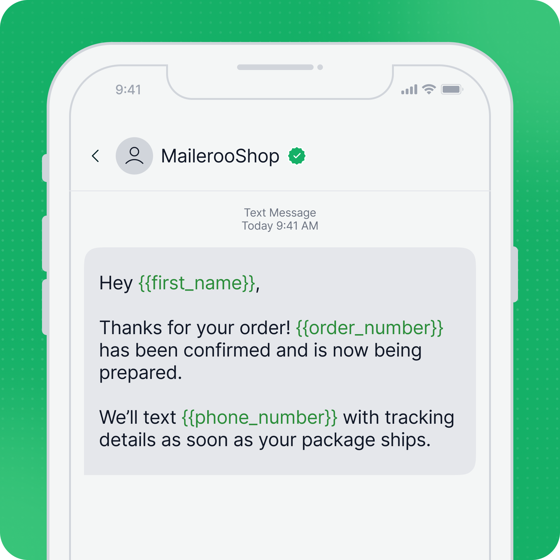 SMS Templates with dynamic tags